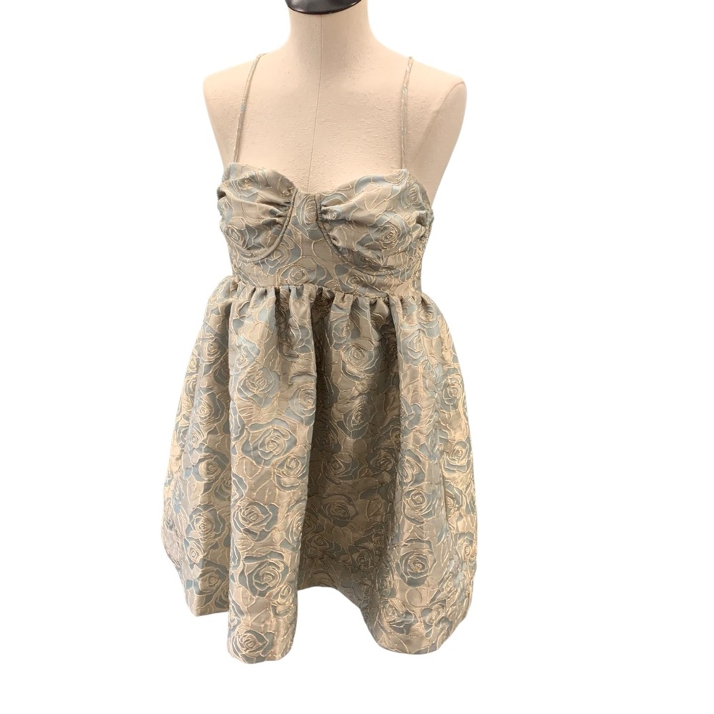 JAQUIE THE LABEL Metallic Rose Jacquard Mini Dress – Size M
